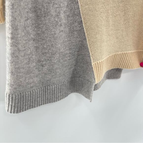 Magaschoni Colorblock 100% Cashmere Crewneck Asymetrical Lightweight Sweater - Picture 7 of 13